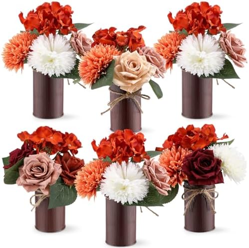 Zeyune 6 Set Artificial Centerpiece, Orange,White, Classic Style by Zeyune