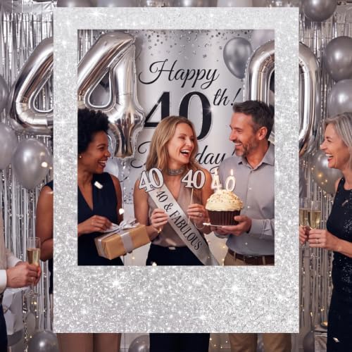 Beeveer 32 x 24 in Large Photo Booth Selfie Frame Props, Silver Vertical - Image 6