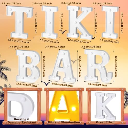 Honoson 7 Pcs Hawaiian Luau Tiki Party Decoration Tiki Bar LED Light Sign - Image 3
