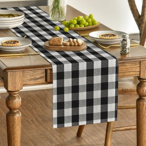 Artoid Mode Black and White Buffalo Check Summer Table Runner 13x48 Inch - Image 3