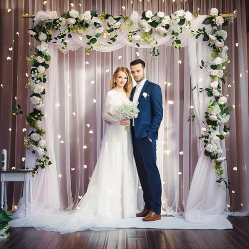 20ft X 10ft White Tulle Backdrop Curtain for Parites, Sheer Backdrop Curtains Fabric Drapes for Wedding Ceremony Arch Party Stage Decorations - Image 6