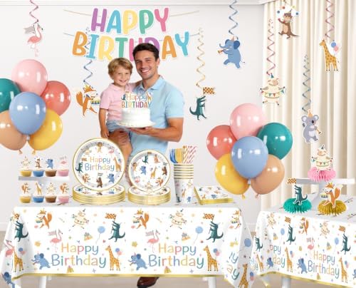 Xynic 207pcs Party Animal Birthday Decorations Tableware Set, for 25 Guests - Image 3