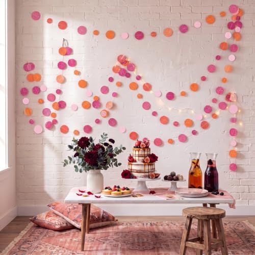 Outus 10 Pieces Dot Garland Banner Hanging, Pink and Orange - Image 5