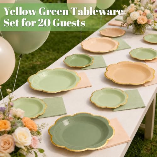 60pcs Sage Green and Nude Disposable Paper Plates & Napkins Set for 20 - Image 6