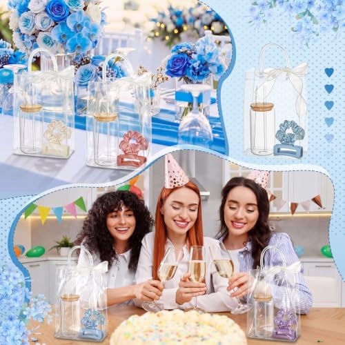 SiliFine 49 Pcs/12 Set Birthday Gifts for Girls, Muted Morandi Birthday Gifts for Girls Party Supplies, 12 Glass Cups, 12 Hair Band, 12 Hair Clip, 12 Tote Bag, 1 Ribbon for Women Spa Sleepover Slumber - Image 5