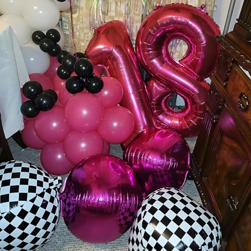 12PCS Hot Pink Round Foil Balloons 22" 15" 10" Large Chrome Pink Balloons - Image 6