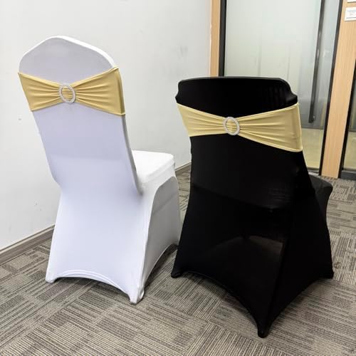 Spandex Chair Sashes Bands, Champagne, 100PCS - Image 5