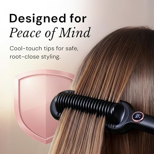 L'ANGE HAIR Smooth It 2-in-1 Hair Straightener Brush, Black - Image 6