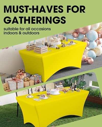 Pureegg Spandex Tablecloth 6ft 2 Pack Yellow - Image 3