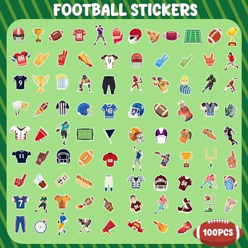Football Stickers for Kids - 100 PCS Football Party Decorations for Super Game Bowl 2027 | Game Day Party Favors Supplies Decor - Toys Games Gifts Crafts for Toddlers - Image 2