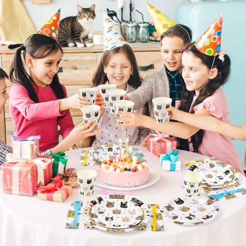 Cats Birthday Party Plates Set,168PCS Cat Birthday Tableware Party Supplies - Image 7