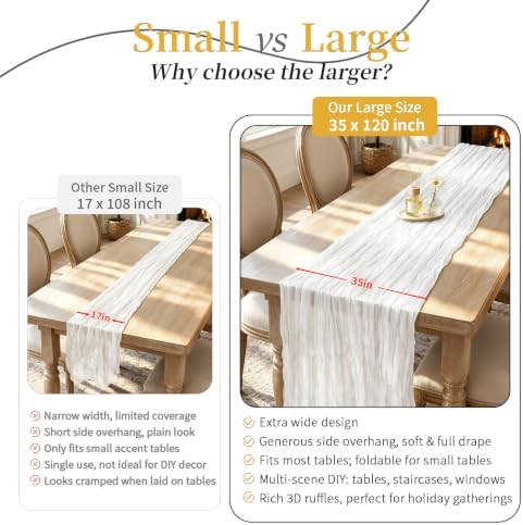 White Cheesecloth Table Runner 35x120in Boho Gauze Wedding Decor - Image 2