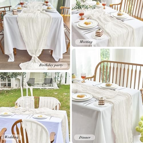 2 Pack Ivory Cheesecloth Table Runner for Birthday Party Home Decor - Image 6
