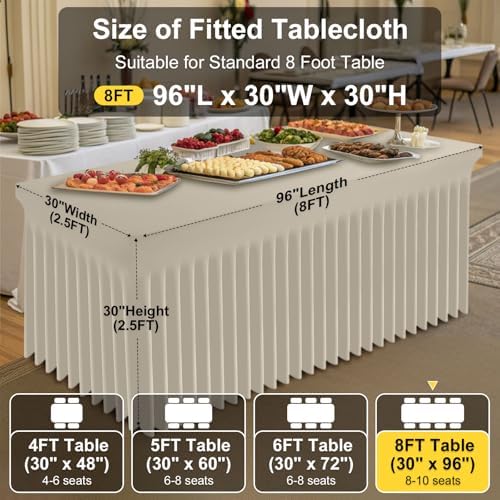 Smiry 2 Pack Spandex Elastic Fitted Table Cloth Skirt for 8FT Table - Image 4