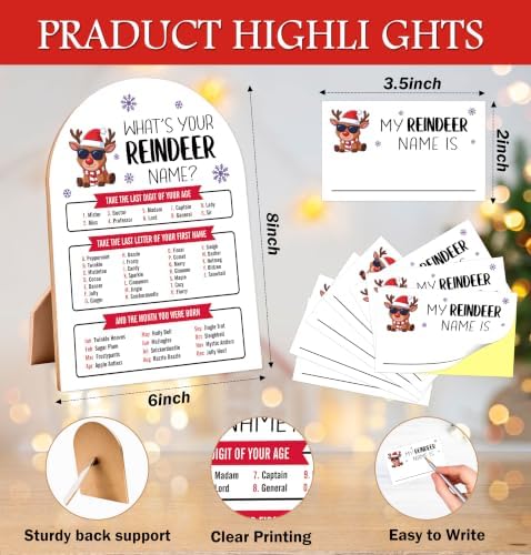 Christmas What's Your Reindeer Name Game, Winter Holiday Party Decor Sign - Image 2