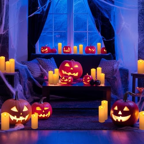 72 Pack Christmas Decoration Flickering Flameless Candles, Battery Operated Candles,Waterproof Outdoor LED Pillar Candles for Home ,Wedding,Halloween,Birthday,Valentine'sDay (D2.2 xH 5" 6" 7" Ivory) - Image 5