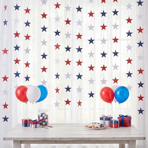 Patelai Glitter Star Garland Banner 2026 Graduation Decor 130 Feet Star Hanging Banner Twinkle Backdrop for Party Birthday Classroom Wedding Supplies(White, Red, Royal Blue) - Image 5
