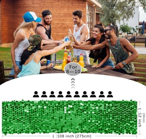 VHH Sequin Table Runner 12 x 108 inches Grass Green Table Runner, Glitter Runner for Party Wedding Birthday, Party Spring Easter Rustic, Birthday Supplies Decorations (1 Pack). - Image 4