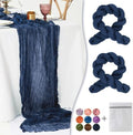 Navy Blue Cheesecloth Table Runner 2 Pack 35" Boho Gauze Table Runner 120 inches Long Runner Rustic Sheer Fabric Bulk for Baby Shower Wedding Bridal Birthday Party Table Decorations by Waligoy