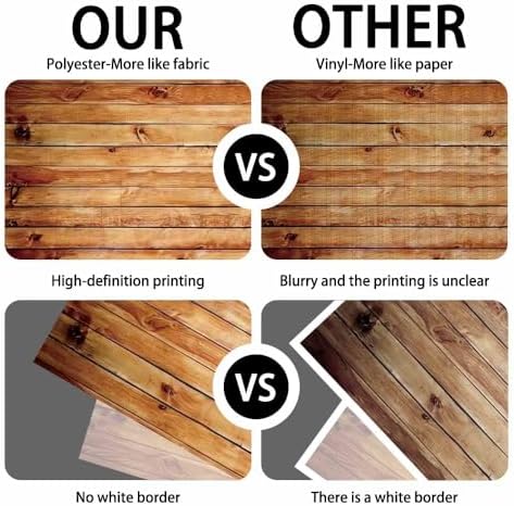 10x8FT Polyester Rustic Wooden Board Backdrop Vintage Natural Brown Wood Photography Background Supplies for Birthday Party Banner Baby Shower Photo Booth Props Cake Table Decoration - Image 3