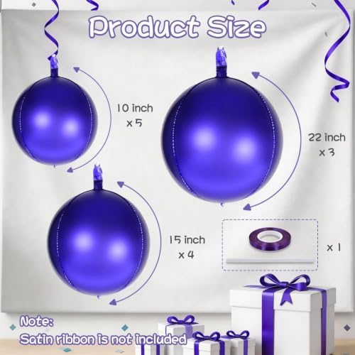 Togvu Purple Round Foil Balloons, 12PCS Different Sizes 4D Metallic Balloon - Image 2