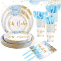175 Pcs Baby Shower Tableware Set For 25, Dusty Blue Boy Party Supplies by Xiangqu