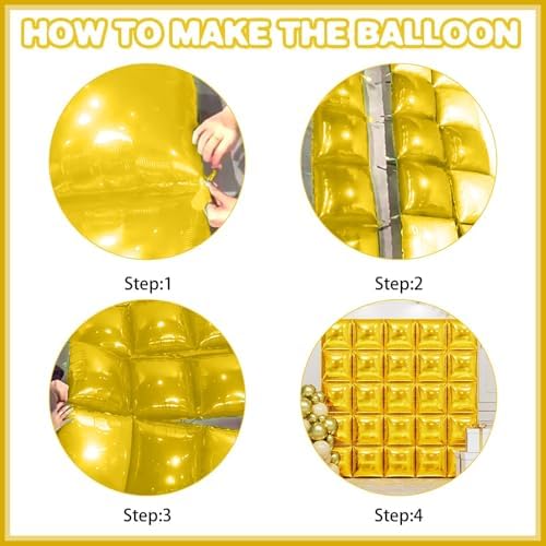 25PCS Gold Square Foil Balloons Wall Backdrop - Image 7