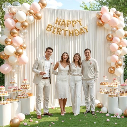 20x10ft Cream Backdrop Curtain Panels for Parties - Wrinkle Free Polyester Photo Curtain Backdrop Wedding Back Drop Fabric Drapes for Party Decorations Background for Photography - Image 5