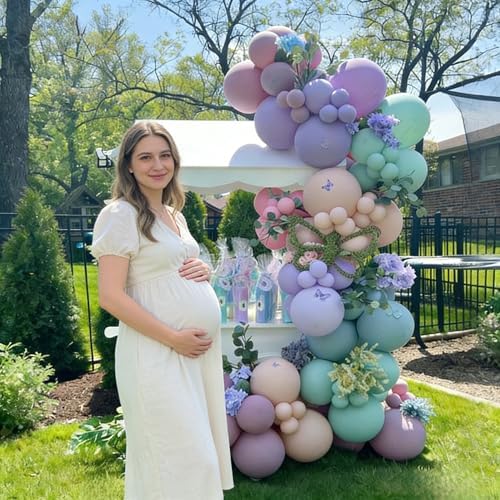 Fairy Wonderland Balloon Arch Kit, 128Pcs Pastel Pink Purple Green Balloon Garland Kit for Baby Girls Fairy First Birthday Spring Garden Tea Party Bride Baby Shower - Image 3