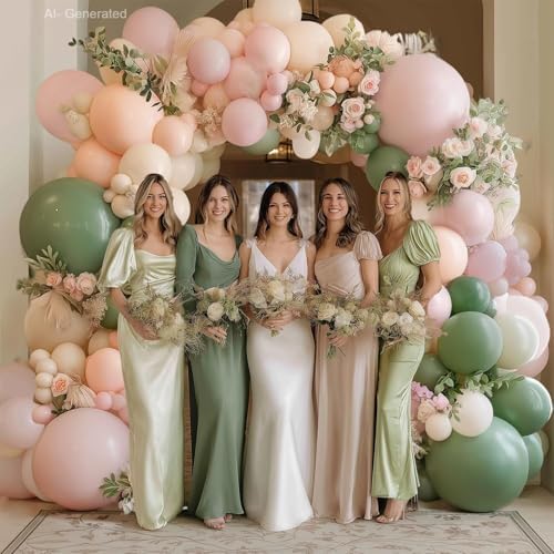 Blocesa Pink Green White Sand Balloons Arch Kit, Latex, Party Decor - Image 4
