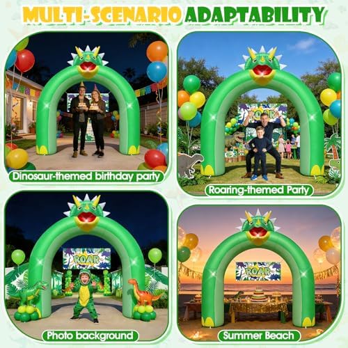 9.5FT Triceratops Inflatable Arch Dinosaur Birthday Party Decor - Image 5