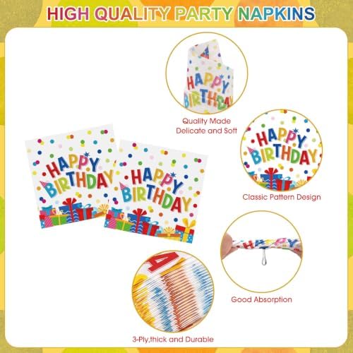170 Pcs Happy Birthday Decorations - Colorful Polka Dots Birthday Party Plates and Napkins Banner Cups Tablecloth Forks Tableware for Birthday Party Decor Supplies Favors, Serves 24 - Image 4