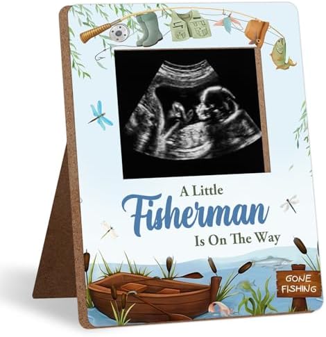 Fishing Baby Shower Decorations Frame, A Little Fisherman Is On The Way Baby Shower, New Mom Expecting Parents-to-Be Keepsake Gifts, Pregnancy Milestone Keepsake, Gender Reveal Gifts by Unknown