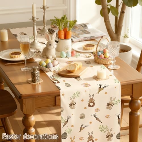OHOME Easter Decorations - Bunny Egg Table Runner | Easter Party Decorations Favors Supplies for Table Decor Backdrop Banner Indoor Outdoor Home - Image 3