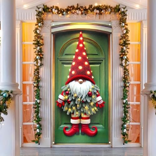 BlissYard Christmas Door Cover Gnome 35x71 Inch Polyester - Image 5
