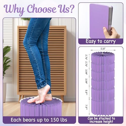6Pcs Buffet Risers, Food Risers for Table, Foldable Cake Display Stands, Tall Cardboard Cupcakes Stand for Show Catering Desserts Jewelry Wedding Birthday Party Decoration (Purple) - Image 3