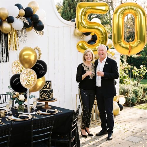 TONIFUL 4 Set Black Gold 50 Balloon Stand Balloon Centerpieces for Table - Image 4