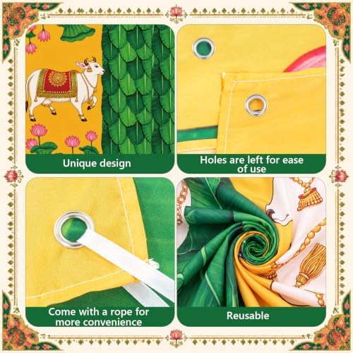 Gilprop Indian Peacock Backdrop for Pooja Decoration, 10 x 8 ft, Pichwai - Image 3