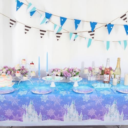 NatNarr 3 Pack Frozen Tablecloth, Snowflake Plastic Tablecloths - Image 6