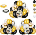 72 Pack Black Gold Confetti Balloons Kit, 12 Inch Black Gold White Balloons and Gold Confetti Balloons with Balloon Ribbons for Graduation Birthday Wedding Baby Shower Party Decorations by OuMuaMua
