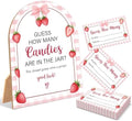 Sweet Berry Baby Shower Game, Strawberry Guess How Many Candies Are In The Jar, 6x8 Inch Arch Wooden Sign With Stand And 50 Guessing Cards, Gender Reveal Party Supplies & Decorations - JC11 by Unknown