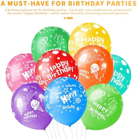 50pcs 12inch Happy Birthday Balloons for Men&Women, Assorted Balloons for Party, Beautiful Flowers Printed Decoration (Birthday) - Image 4