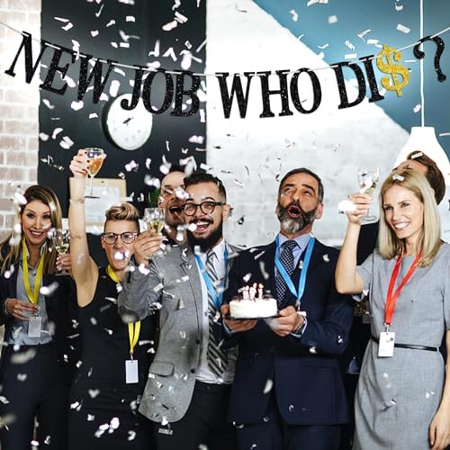 New Job Who Dis Banner - Congrats Coworker/The Beginning of a New Chapter - Job Gift for Her/His - Going Away/Corporation Farewell Party Decoration Supplies - Image 4