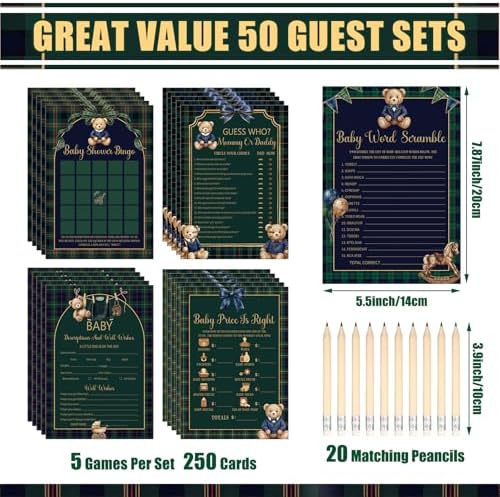 Patelai 321 Pcs Baby Shower Games Supplies, Luxury Equestrian Bear - Image 5