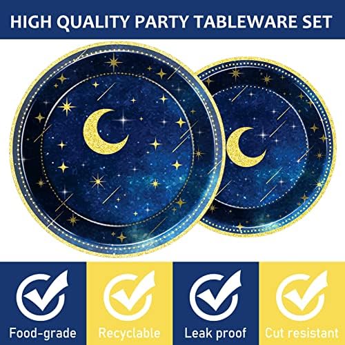 chiazllta 96 Pcs Starry Night Plates and Napkins Party Supplies Sweet theme Tableware Set Galaxy Party Decorations Favors for Outer Space Birthday Baby Shower Serves 24 Guests - Image 3