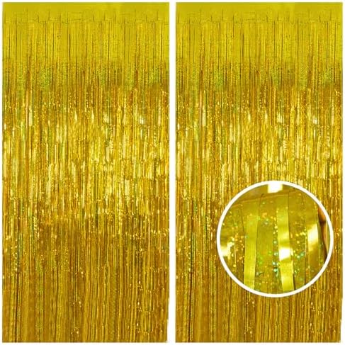 Melsan Gold Foil Curtain Backdrop for Birthday Decorations, 2 Pack by Melsan