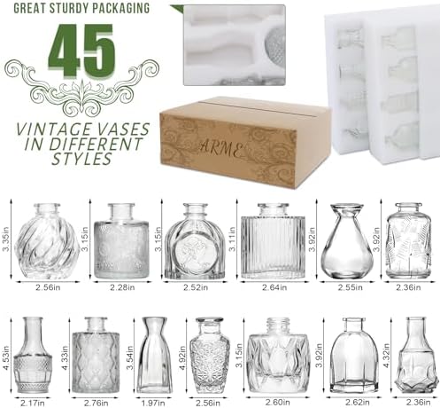 Arme Glass Bud vases in Bulk，Small Glass Flower Vase for Centerpieces 45Pcs - Image 2