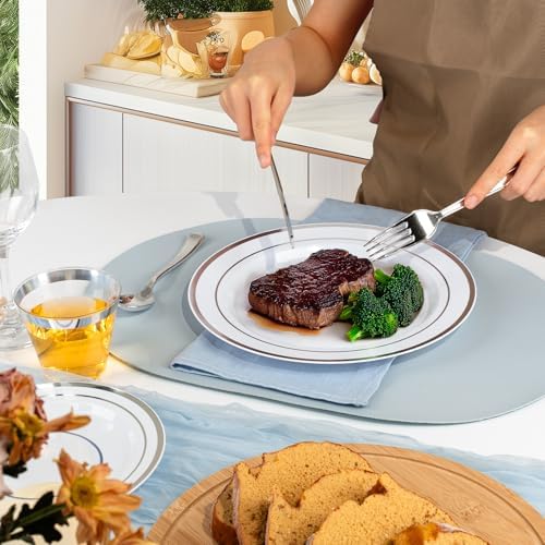 BESTVIP 700 Piece Silver Plastic Dinnerware Set for 100 Guests - Image 7