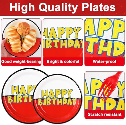 96PCS Cartoon Ball Birthday Plates and Napkins Cartoons Animation Party Supplies Cartoon Animation Disposable Dinnerware Set for Boy Girl Kids Birthday Party Decoration Serve 24 - Image 3
