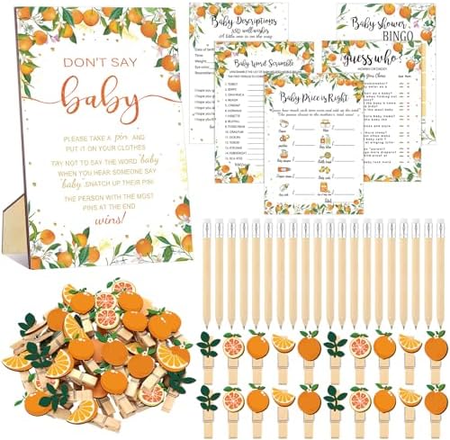 Patelai 321 Pcs Little Cutie Baby Shower Decorations Orange Citrus Games by Patelai
